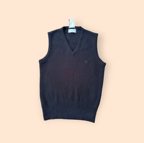 Vintage Dior Sweater Vest in Black Waffle Knit