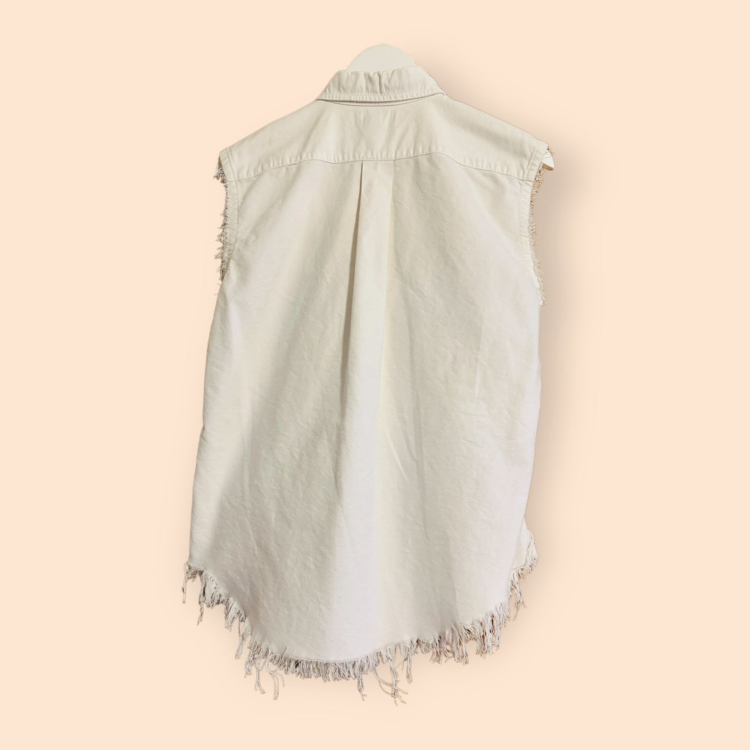 Vintage Sleeveless Button Down Shirt with Unicorn Patch